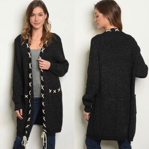 Women's Black Cardigan Sweater ONE SIZE FITS MOST
